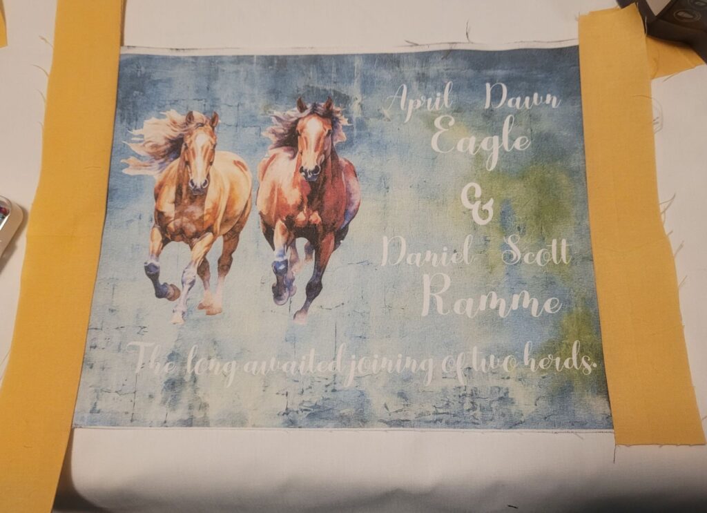 Label with sides sewn on.